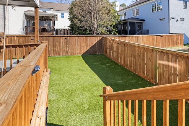 view of yard featuring a fenced backyard