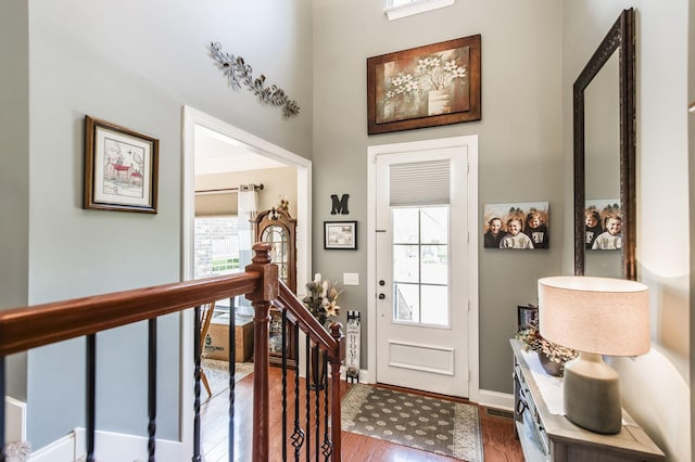 1013 Five Coves Trce, Gallatin, TN 37066 - foyer with dark wood finished floors, baseboards, and a towering ceiling