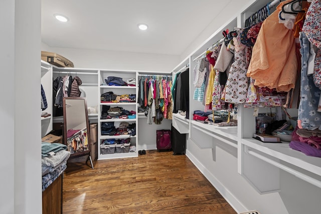 spacious closet with wood finished floors