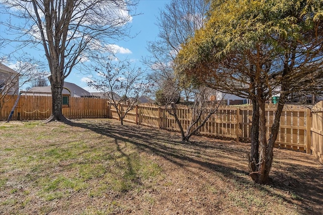 view of yard featuring a fenced backyard