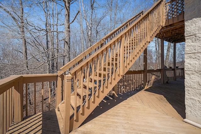 deck featuring stairs