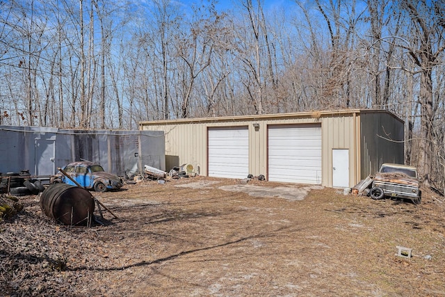 view of detached garage