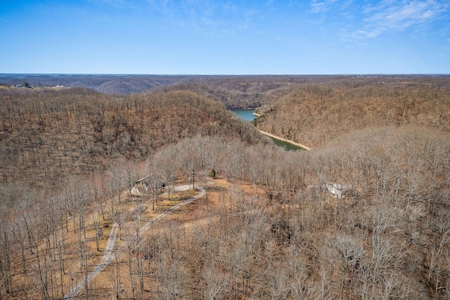 aerial view featuring a forest view