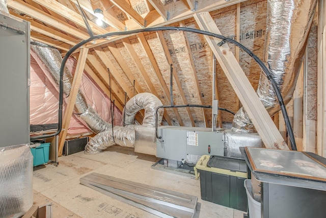 view of unfinished attic