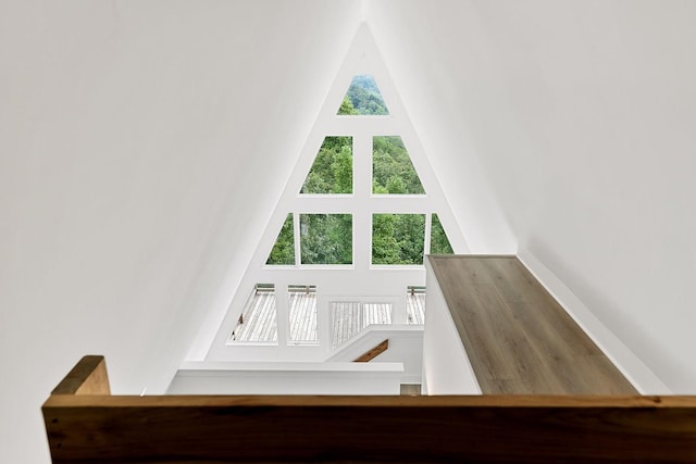 stairs with a towering ceiling