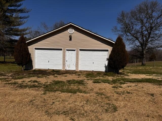 view of detached garage