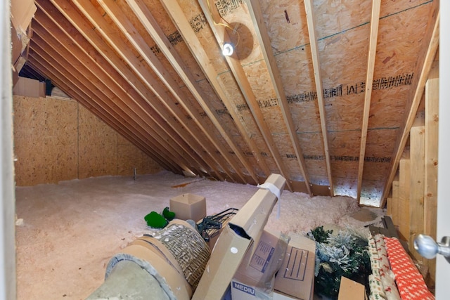 view of unfinished attic