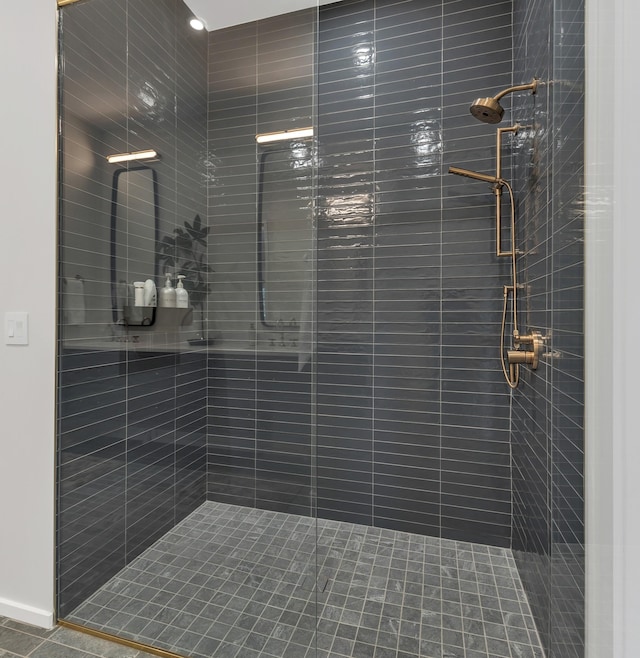 bathroom featuring a stall shower