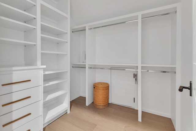 spacious closet with light wood finished floors