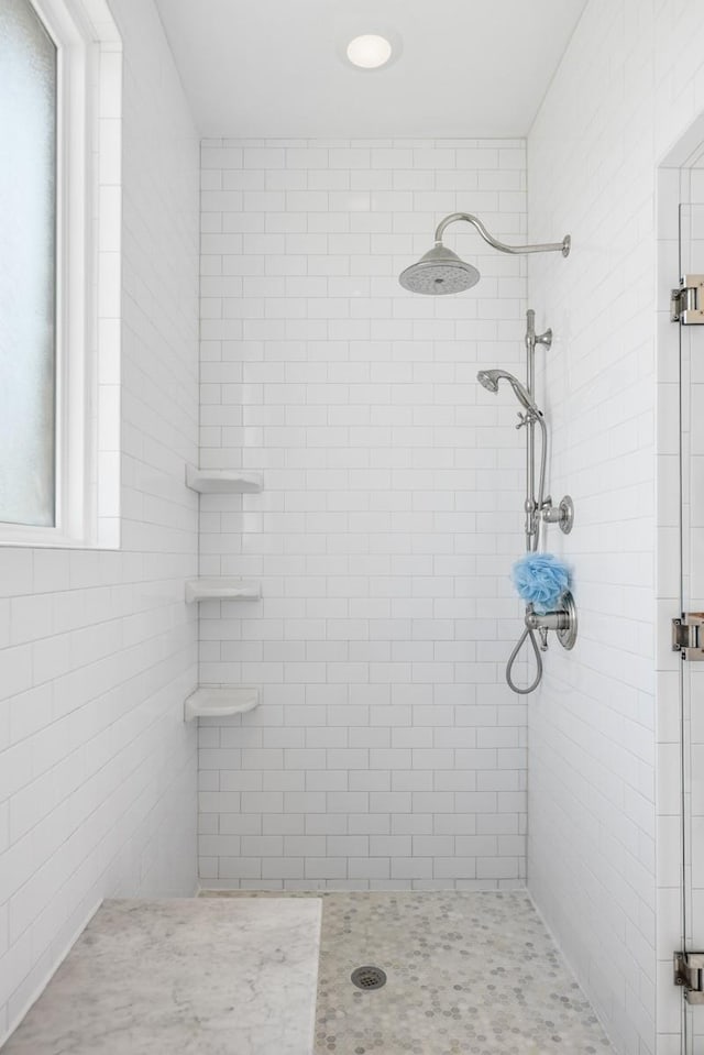 full bathroom featuring a shower stall