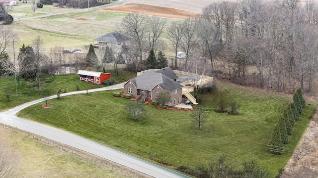 drone / aerial view with a rural view