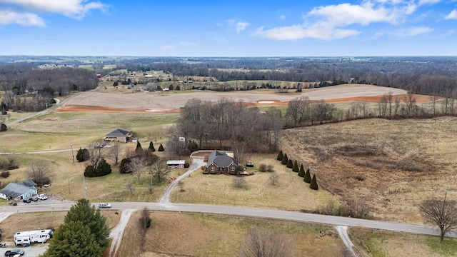 drone / aerial view with a rural view