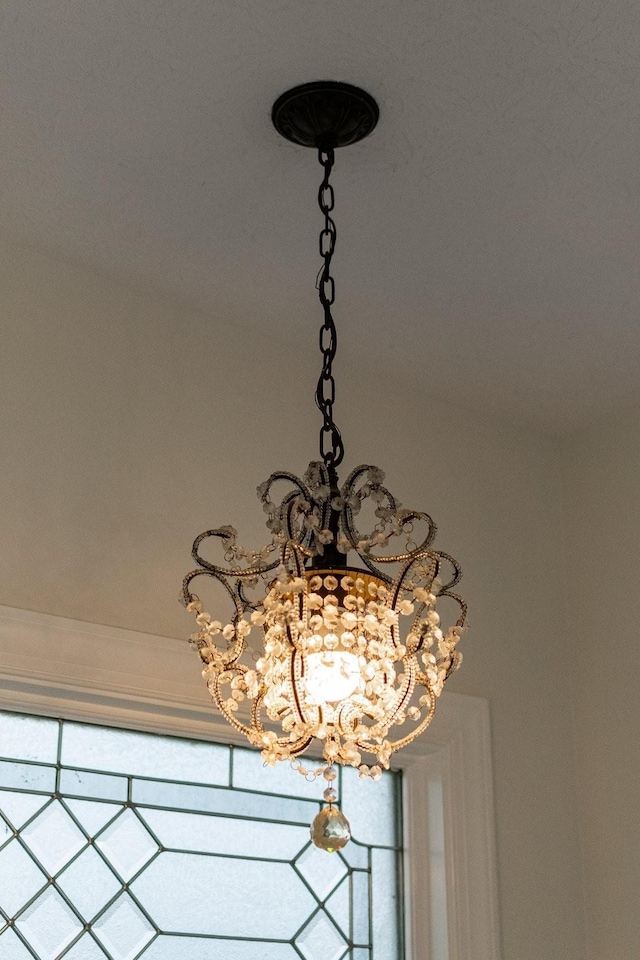 room details with a notable chandelier