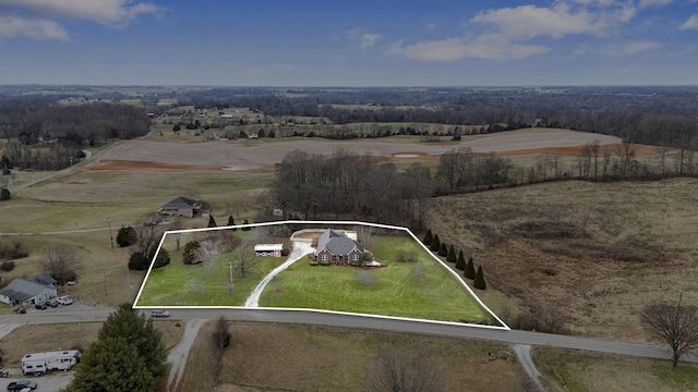 aerial view featuring a rural view