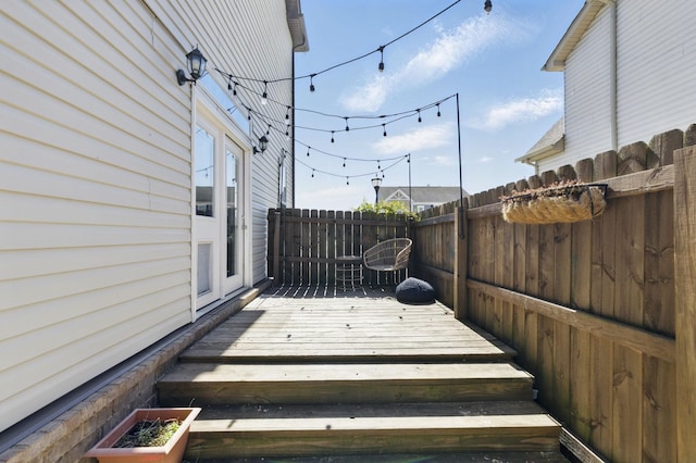 deck featuring fence