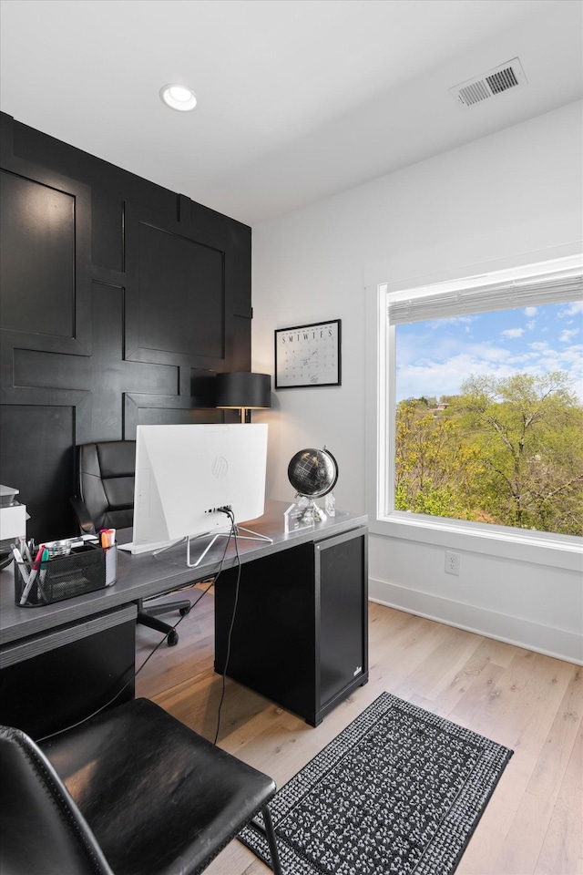 3018 Indiana Ave, Nashville, TN 37209 - office with light wood-type flooring, baseboards, and recessed lighting