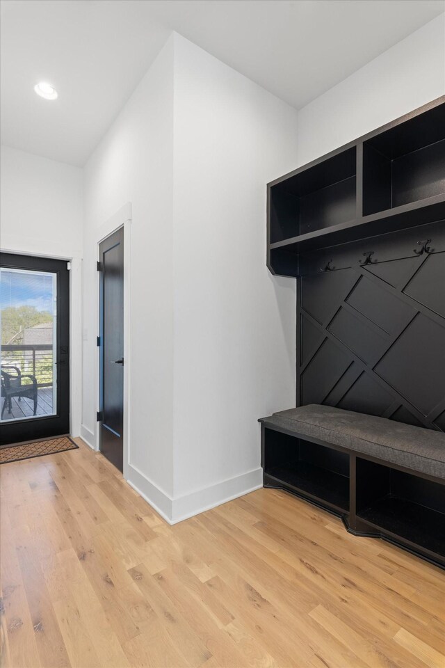 3018 Indiana Ave, Nashville, TN 37209 - mudroom featuring light wood-type flooring, baseboards, and recessed lighting