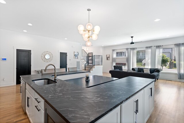 3018 Indiana Ave, Nashville, TN 37209 - kitchen with a sink, plenty of natural light, a ceiling fan, recessed lighting, and light wood finished floors