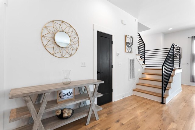 3018 Indiana Ave, Nashville, TN 37209 - foyer with stairs, light wood-type flooring, recessed lighting, and baseboards