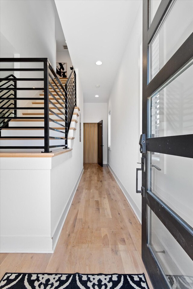 3018 Indiana Ave, Nashville, TN 37209 - entryway with light wood-style floors, baseboards, healthy amount of natural light, stairs, and recessed lighting