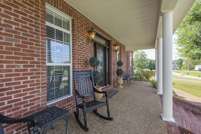 view of patio featuring covered porch