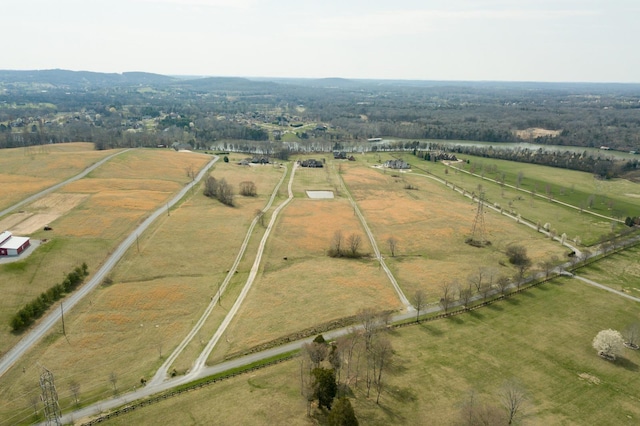 drone / aerial view with a rural view