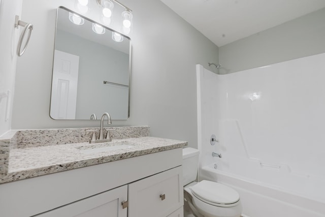 full bath with vanity, bathing tub / shower combination, and toilet