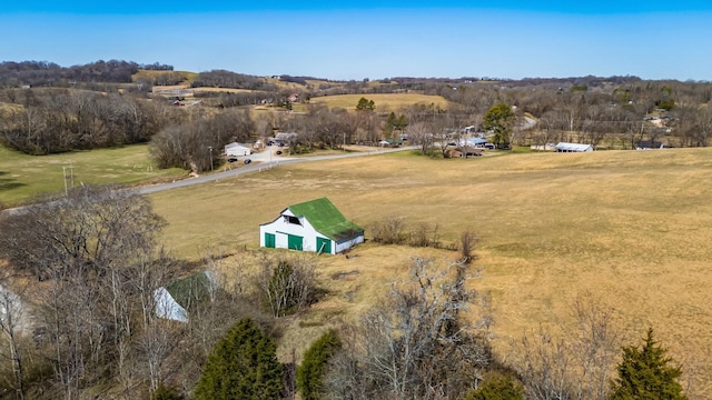 drone / aerial view featuring a rural view