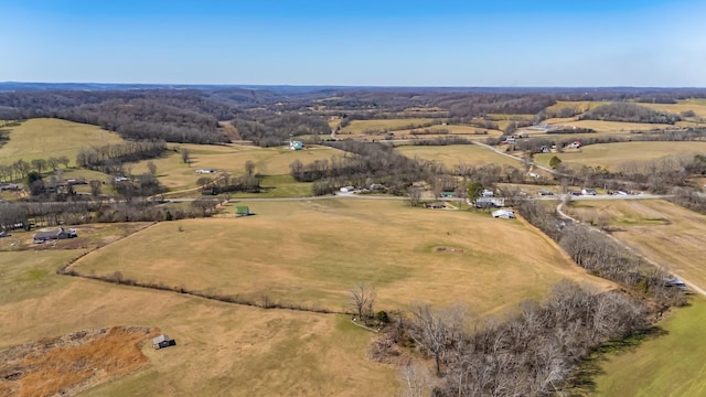 birds eye view of property with a rural view