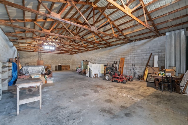 garage featuring metal wall