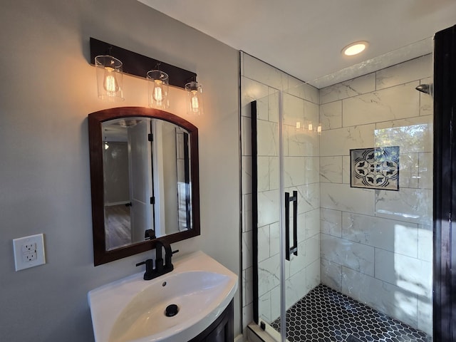 full bathroom featuring a sink and a stall shower