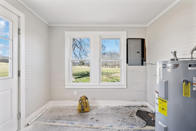 utilities with water heater and electric panel