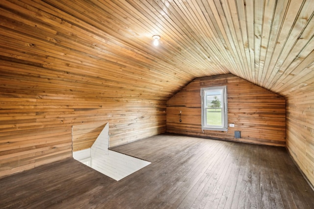 57 Young Branch Rd, Dixon Springs, TN 37057 - additional living space with wood-type flooring, wooden walls, lofted ceiling, and wood ceiling