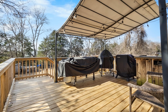 deck featuring area for grilling