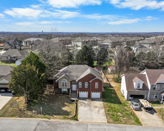 aerial view with a residential view