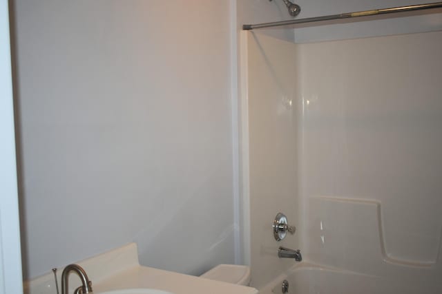 full bathroom featuring vanity, toilet, and shower / tub combination