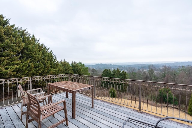 deck with a view of trees