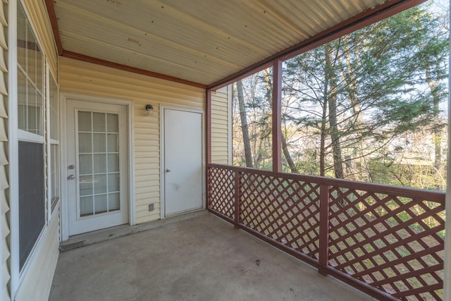 view of unfurnished sunroom