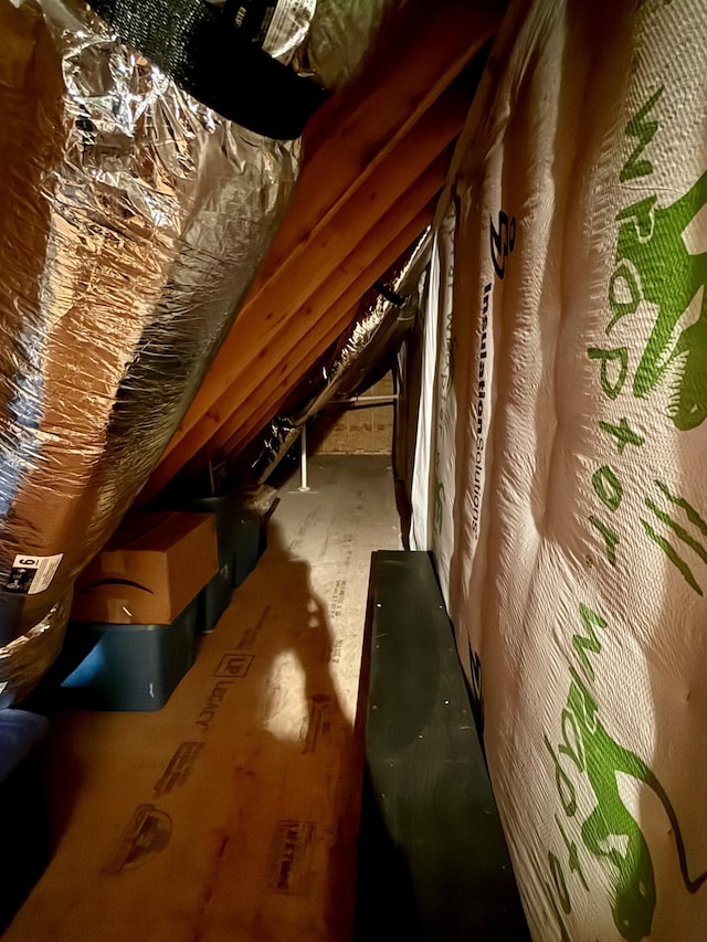 view of unfinished attic