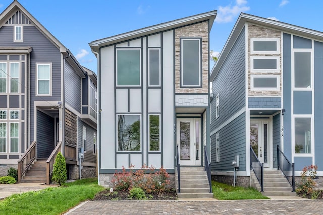 modern home with entry steps