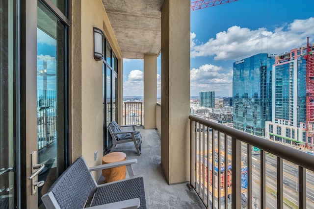 balcony with a view of city