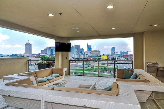 balcony with an outdoor hangout area