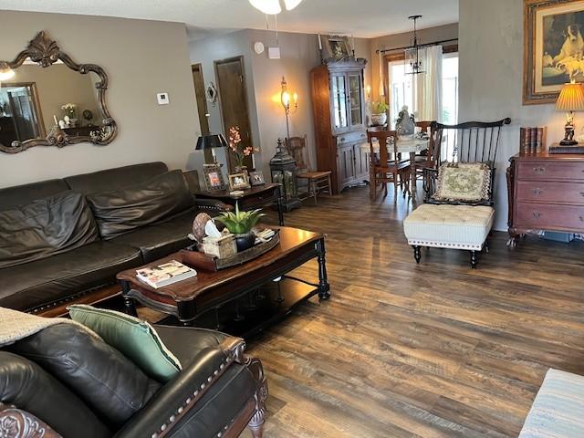 living area with wood finished floors