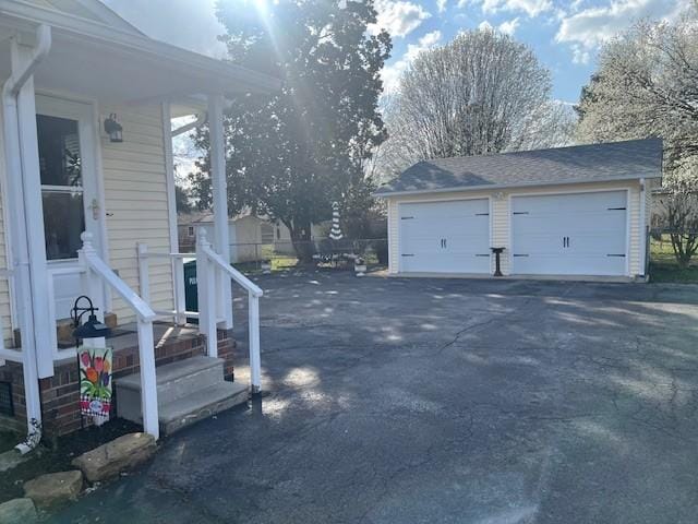 view of detached garage