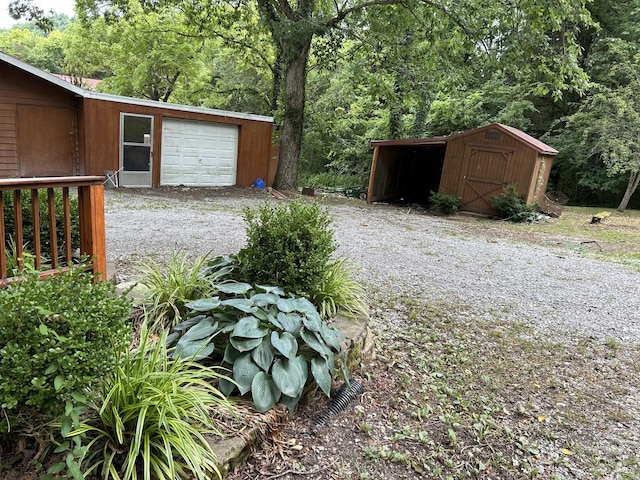 garage with a storage unit