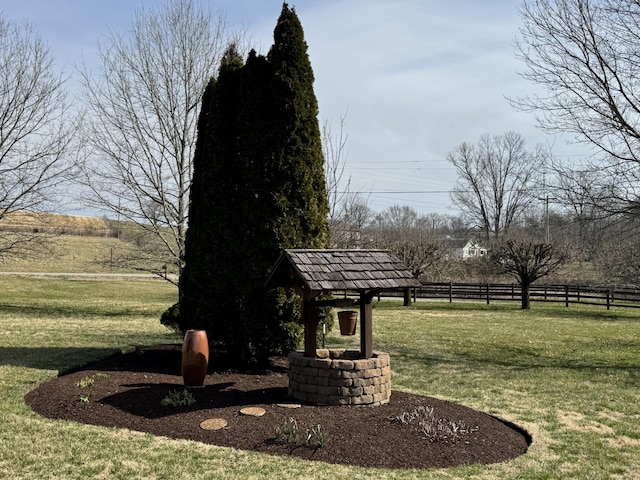 surrounding community with a lawn and fence