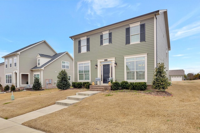 view of front of home with a front yard