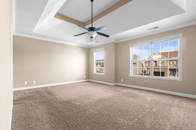 empty room with visible vents, baseboards, and carpet floors