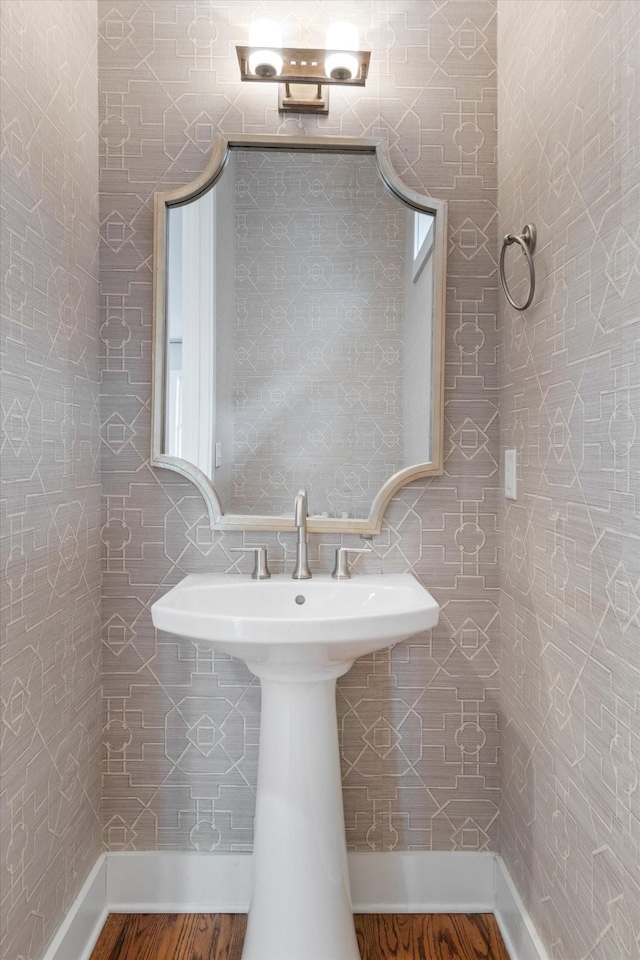 bathroom featuring wood finished floors