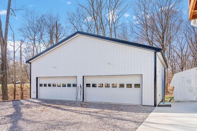 view of detached garage